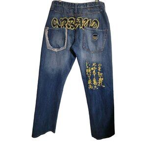 Vintage Marithe Francois Girbaud Jean Mens 33 Blue Y2K Embroidered Baggy Hot Boy